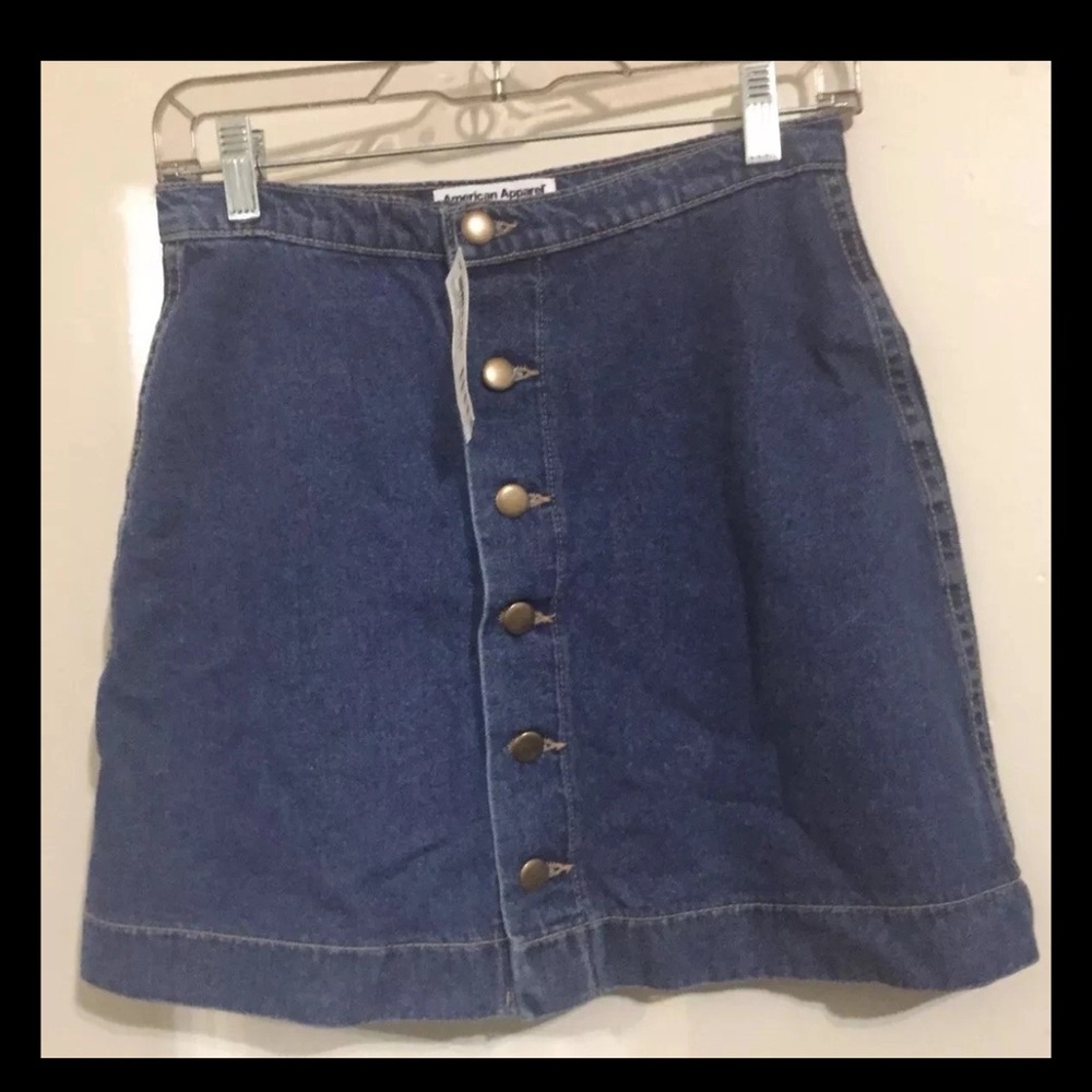 American Apparel Button front A-line Jean Skirt Size Medium NWT
